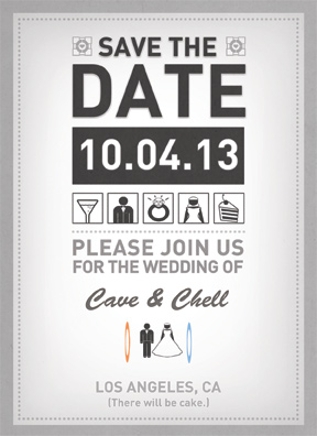 Illustration for article titled Geeky Save-the-Date cards for couples joining their lives in fandom